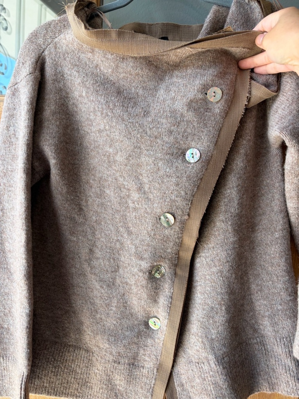 Zara Taupe Brown Button-Front Women's Cardigan - Picture 5 of 6